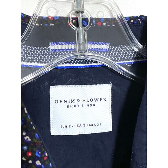 Denim & Flower Button Shirt Floral Mens S Casual Classic Preppy Colorful Artsy - Picture 4 of 6